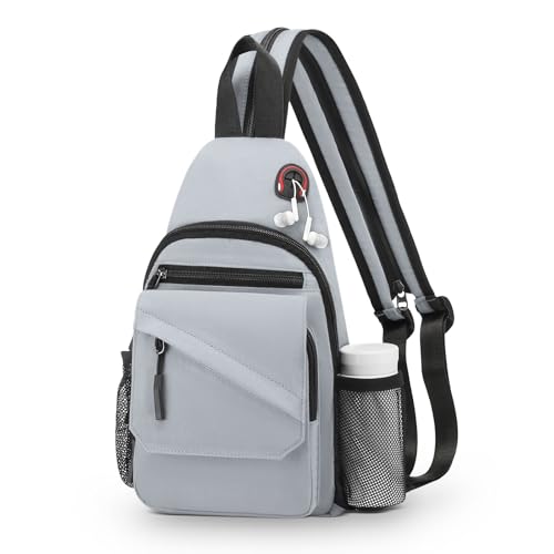 Small Crossbody Bag Casual Sling Bag for Men, Convertible Backpack, 3-in-1 Anti-Theft Shoulder Bag Trendy Daypack for Travel, Light Grey - color: Light Grey, size: Small