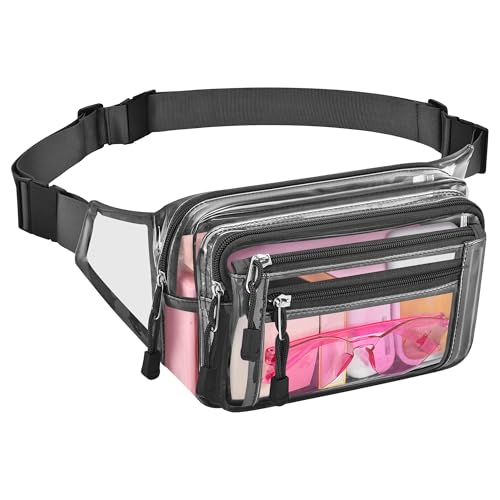Clear Bag Stadium Approved Clear Fanny Pack for Women for Work,Multi-purpose Waist Bag for Travel & Sporting Event - color: Charcoal-Gray, style: 1-pack-pvc