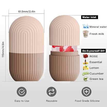 XHJRI Ice Face Roller Massager,Ice Cube Roller for Face, Eyes and Neck Naturally Conditioning and Skin Care,De-Puff Eye Bags,Reduce Migraine Pain,Reusable Massage Silicone Ice Mold (Coffee) - color: Coffee