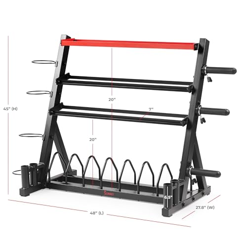 Sunny Health & Fitness Multi-Weight Storage Rack Stand for Dumbbells, Kettlebells, Olympic Weight Plates, Barbell, Medicine Ball - style: Mass Storage Rack