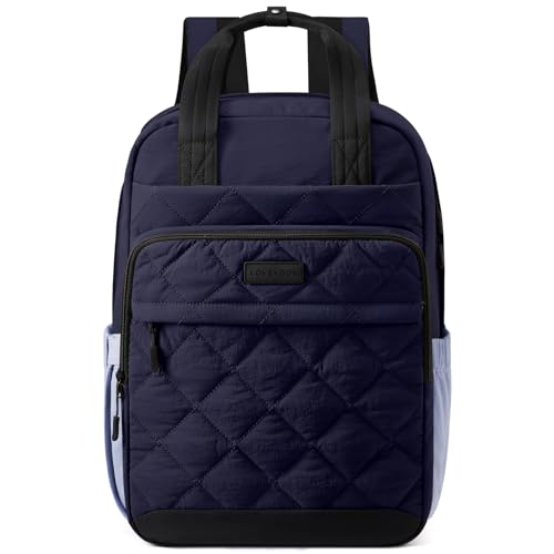 LOVEVOOK Puffer Backpack for Women Fits 15.6 Inch Laptop, Quilted Travel Backpacks Purse with Large Cup Holder, Teacher Computer Work Bags College Shool Bookbag, Puffy Carry On Personal Item Bag - color: Blue/Black, size: 15.6 inch