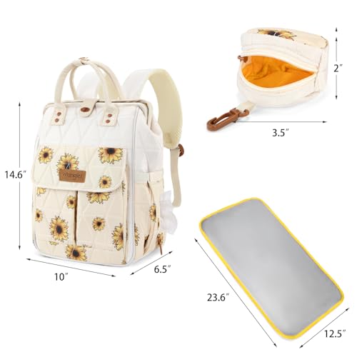 Montana West Wrangler Aztec Diaper Bag Backpack Western Backpacks for Moms Baby Essentials Bag with Twist-Lock Closure, Insulated Pockets, Portable Changing Pad, Stroller Straps, Pacifier Case - color: Sunflower