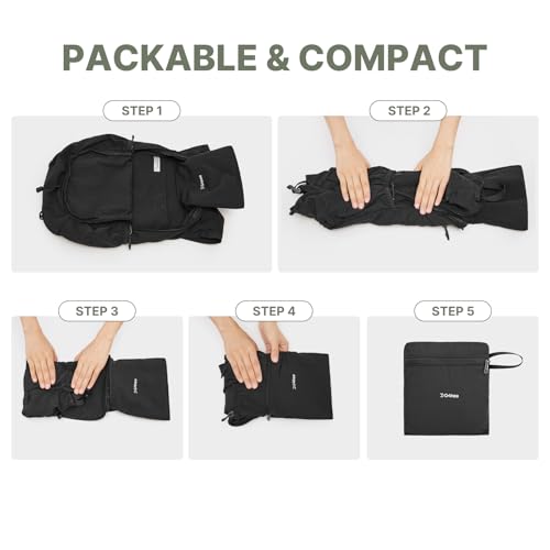 G4Free 20L Hiking Backpack Lightweight Daypack with Phone Pocket Small Packable Foldable Hiking Bag for Women Men, Black - color: Black