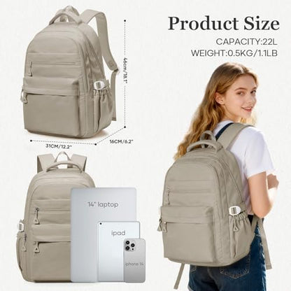 Backpack for College Students Women Men, Aesthetic Backpacks for Middle School, Waterproof Bookbag, Lightweight High School Backpack for Teens Boys Girls(Gray Brown) - color: Gray Brown