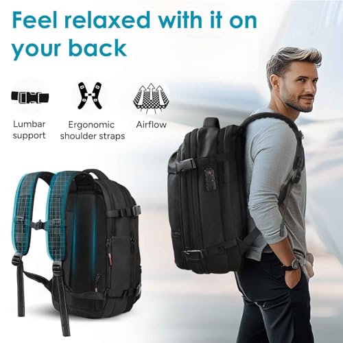 travel inspira Backpack for Travel, 60L Expandable Vacuum Backpack with Electric Vacuum Pump, Water-Resistant & TSA Anti-Theft for Airplane Vacuum Seal Compression Air-Seal Bag for Travel - color: Black