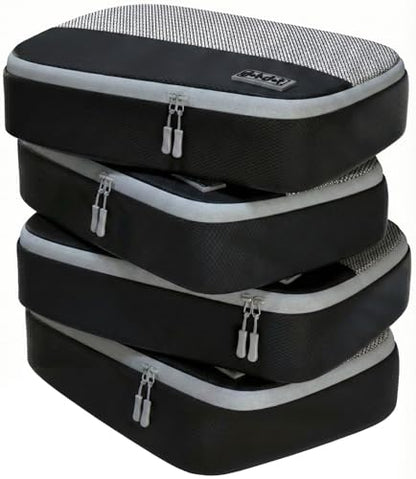 Dot&Dot Medium Packing Cubes - 4 Pcs Suitcase Organizer Set - Carry On Travel Cubes - color: 4pc Black - Medium