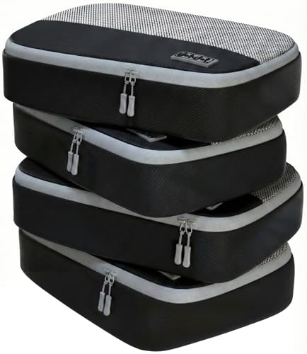 Dot&Dot Medium Packing Cubes - 4 Pcs Suitcase Organizer Set - Carry On Travel Cubes - color: 4pc Black - Medium