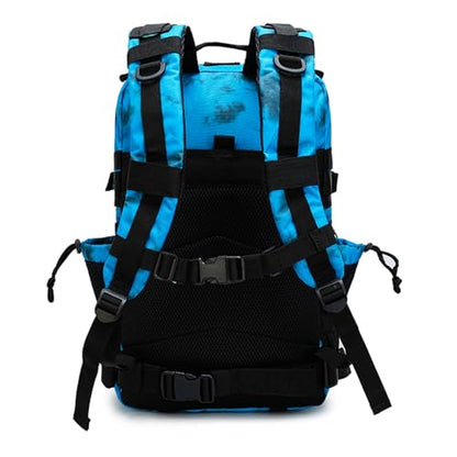 45L Military Tactical Backpack for Men & Women Bug Out Bag Assault pack Molle Daypack Hiking Trekking Rucksack (2.0 side pockets （blue tie dye）) - color: 2.0 Side Pockets （blue Tie Dye）