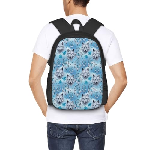 Ergonomic Padded Backpack Love Heart Wolf Dream Catcher, Anti Theft Spacious Travel Daypack Sturdy Polyester Bag for Commute Gym Outdoor Leisure Use - color: Design (1205)