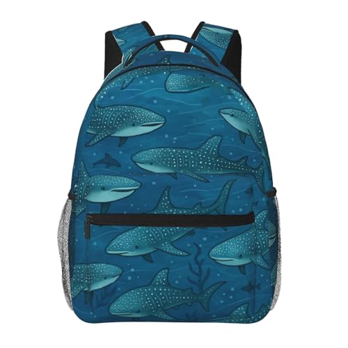 Whale Shark Casual Backpack, Lightweight Laptop Bag Daypack, Underwater Marine Life Backpacks for Women Teens Students, Ocean Cartoon Polyester Bookbag Gifts for School Work Travel Hiking - color: Whale Shark