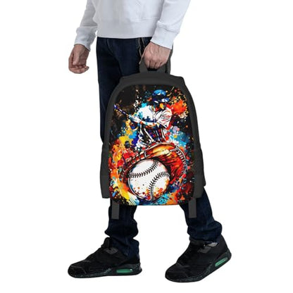 Baseball Players Lovers Backpack Laptop Travel Bag Adjustable Backpack Print Daypack for Men Women 16.5 In - color: Style 8