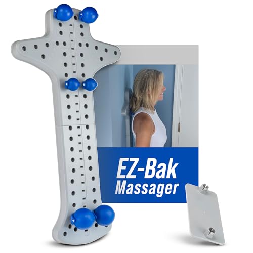 EZ-Bak Wall Mounted Roller Ball Neck and Back Massager - Deep Tissue Myofascial Release Tool, Adjustable Roller Balls for Trigger Point Therapy, Pain Relief, Flexibility, and Full Body Muscle Recovery