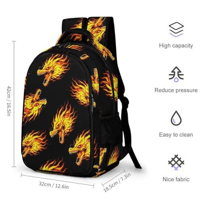 Nurse Teacher Travel Backpack Cool Fire Dragon Art Purse, Cute Laptop Backpack with Tumbler Holder for Women College Work Casual Daypack - color: Pattern (347)