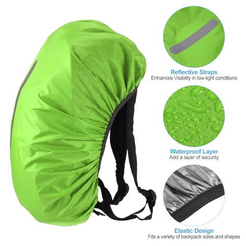 PATIKIL Waterproof Backpack Rain Cover, Non-Slip Backpack Cover with Vertical Reflective Strap Stay Dry for Hiking, Camping, Hunting - color: Lawn Green, size: X-Small