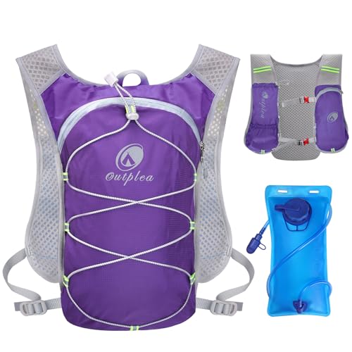Lightweight Hydration Backpack with 2L Water Bladder for Men Women, Small Water Backpacks Running Vest for Hiking - color: Purple