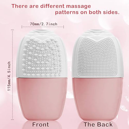XHJRI Ice Face Roller Massager,Ice Cube Roller for Face, Eyes and Neck Naturally Conditioning and Skin Care,De-Puff Eye Bags,Reduce Migraine Pain,Reusable Massage Silicone Ice Mold (New Pink White) - color: New Pink White