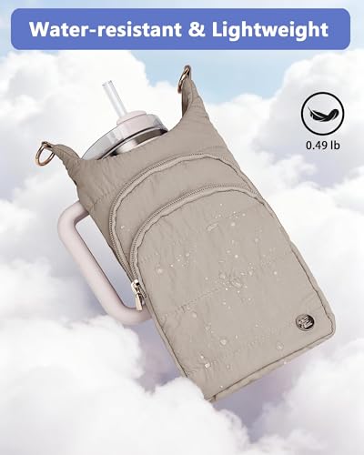Water Bottle Holder with Strap for 30/32 oz, Crossbody Water Bottle Carrier Bag with RFID Blocking Phone Pocket - color: Black