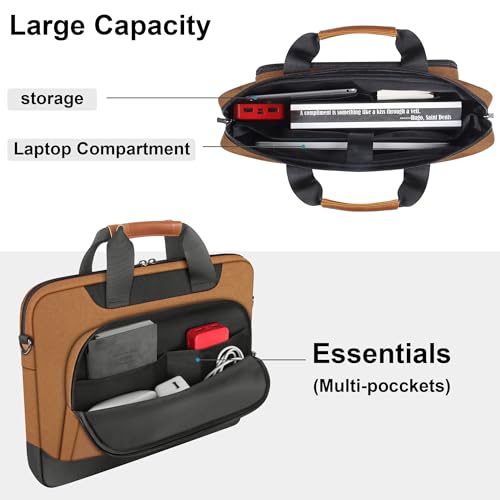 DOMISO 17-17.3 Inch Laptop Bag Large Capacity Shoulder Case for Dell Precision 17/MSI/HP Pavilion 17, Brown - color: Brown, size: 17 - 17.3 Inch
