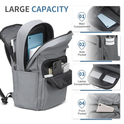 16 Inch Laptop Backpack for Men, Business Work Backpack for Everyday Commute, Waterproof Travel Office Computer Bag, Grey - color: Grey