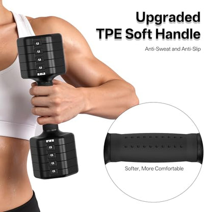 JOROTO 4-in-1 Adjustable Dumbbell Set of 2, 16LBS/22LBS Hand Weights for Women, Men, Upgraded TPE Soft Handle, 1s-Adjust Dual-Stable Dumbbell Set for Women Home Gym Exercise Training - color: A-Black-22 LBS Pair