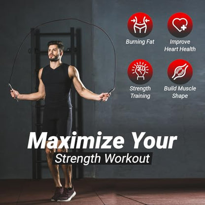 High Speed Rope - Professional Self-Locking & Adjustable, Adult Speed Jump Rope, 2 x PU coated Steel Ropes & Travel Bag,Jump Rope for Crossfit, Boxing, Fitness MMA for Men & Women - color: BLACK
