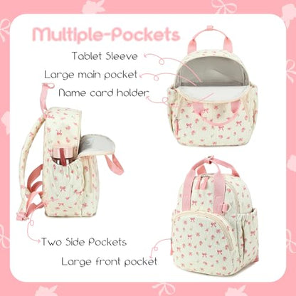 Bluboon Toddler Backpack for Girls Boys 2-4 Cute 12" Preschool Kindergarten Backpacks Kids Daycare Bags School Travel (Pink bow flower 212-Beige, Age 2-4 (12" H not Fit A4 Folder)) - color: Pink Bow Flower 212-beige, size: Age 2-4 (12" H not Fit A4 Folder