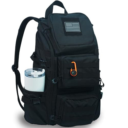 kokkoya 40l Slim Tactical Backpack with Laptop Compartment Molle System Webbing Lightweight Bag for Men Travel Hiking Camping Everyday Carry 17 inch Laptop Black - color: Black