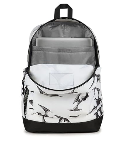 JanSport Cross Town Plus Backpack - Large Main Compartment, Side Water Bottle Pocket, 15-Inch Padded Laptop Sleeve - Cyber Silver White - color: Cyber Silver White