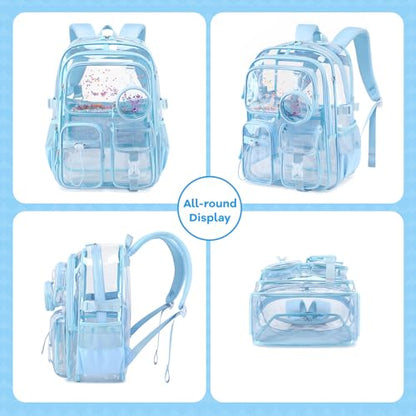 Clear Backpacks for Stadium Events Heavy Duty Clear Bookbag for School Girls Transparent Back Pack, Blue - color: Blue