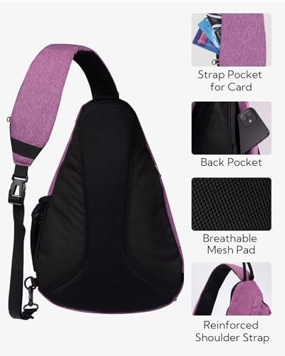 WATERFLY Sling Bag Crossbody Backpack: Over Shoulder Daypack Casual Cross Chest Side Pack - color: Purple 1