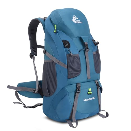 Bseash 50L Hiking Backpack, Water Resistant Lightweight Outdoor Sport Daypack Travel Bag for Camping Climbing Skiing Cycling (Blue Green - With Shoe Compartment) - color: Blue Green - With Shoe Compartment