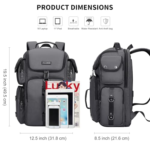 WITZMAN Travel Backpack for Men Carry-on Laptop Backpack Fit 16 Inch Airline Approved for Traveling,Casual,Commuting(B744 Silvery Grey) - color: Silvery Grey