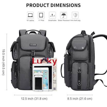 WITZMAN Travel Backpack for Men Carry-on Laptop Backpack Fit 16 Inch Airline Approved for Traveling,Casual,Commuting(B744 Silvery Grey) - color: Silvery Grey