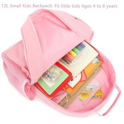 FlowFly Kids Backpack for Toddler Boys Girls, Simple Lightweight Bookbag for Daycare Kindergarten Elementary School Travel, Small Modern Bag (Medium 15''), Pink - color: Pink, style: Kids Medium: 12l