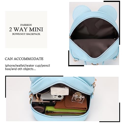 KL928 Girls Mini Backpack Bowknot Polka Dot Cute Small Daypacks Convertible Shoulder Bag Purse for Women - color: Rainbow