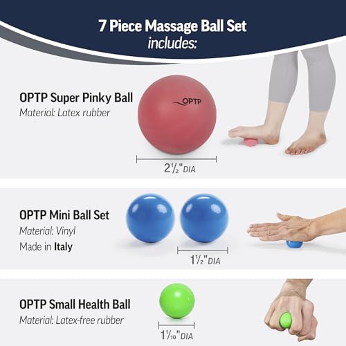 OPTP Massage Ball Set - 7-Piece Self-Massage Kit for Sore Muscle Relief and Myofascial Release - Massage Therapy Tools for Body and Feet