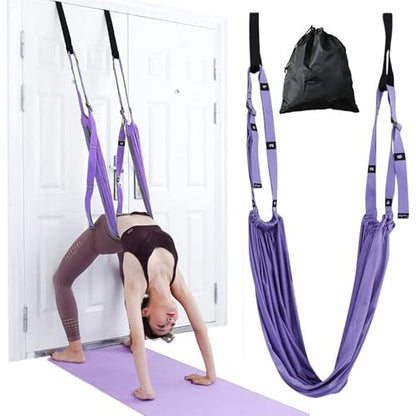 2026 New Adjustable Yoga Stretching Strap with Door Anchor, Multi-Functional Leg & Back Flexibility Trainer for Pilates, Aerial Yoga, Splits, Dance, Gymnastics, Physical Therapy