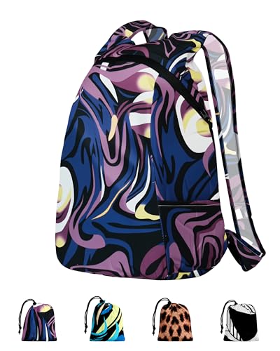 Pocket-Sized Hiking Daypack, Fashion patterns Lightweight 2.8oz, Water resistant Backpack for Women Men Camping (Purple swirl) - style: Purple Swirl