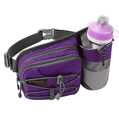 Waist Pack with Water Bottle Holder for Running Walking Hiking Fanny Pack Hydration Belt - color: Purple