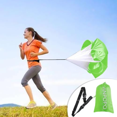 Bfsmile Running Speed Training 56" Parachute with Adjustable Strap, Free Carry Bag. Speed Chute Resistance Running Parachute for Kids Youth and Adults - color: Green