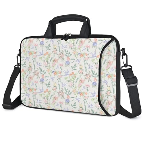 RICHEN 17 inch Laptop Shoulder Bag Carrying Case with Handle Fits 15.6/16/17/17.3/17.4 inch Laptop Notebook (Flowers Swallows, 16-17.3 inch) - color: Flowers Swallows