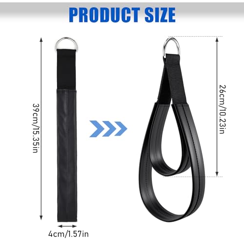 TOBWOLF Pilates Straps - Double Loop D-Ring Straps for Reformer, Padded, Home Gym Workout - color: Black (Upgraded Material PU Leather)