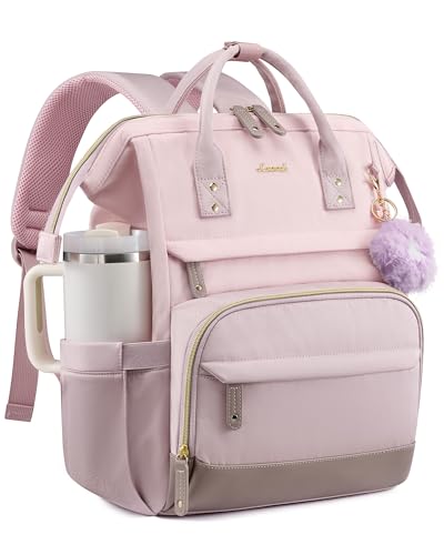 LOVEVOOK Laptop Backpack for Women, 15.6 Inch Work Business Backpacks Purse With Large Capacity, Waterproof Nurse Bag College Bookbag for School, Waterproof Casual Daypack for Travel - color: Pink-purple-lavender, size: 15.6 INCH