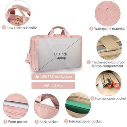 Stuery Faux Leather Messenger Bag for Men 17-17.3 Inch: Laptop Bag Briefcase Computer Handbags Shoulder Crossbody Bag with Padded Laptop Sleeve for Work College Travel, PU Pink - color: Pu Pink