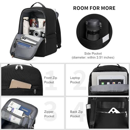 GAEKEAO Travel Backpack 15.6" Laptop Backpack for Men and Women Casual Daypack for Work Business Weekender College Black - color: Black