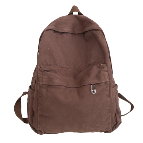 AFGWK Vintage Canvas Backpack for Women - Grunge Hippie Cute Boho School Backpack - Casual Y2K Aesthetic - Coffee - color: Coffee