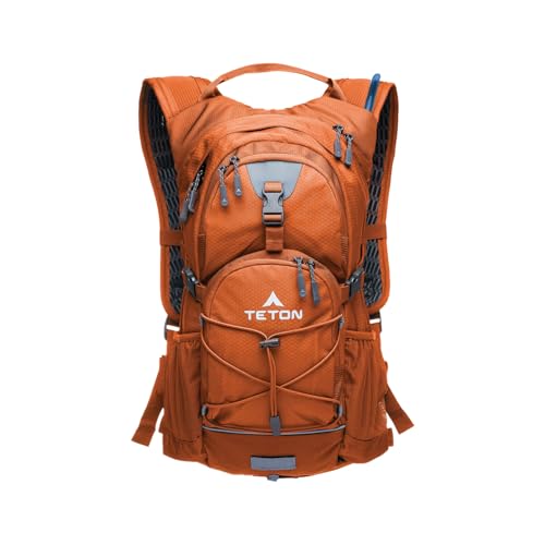 Teton Oasis/Trailrunner Hydration Backpack – Lightweight Water Pack with 2L/3L Bladder for Hiking, Running, Cycling, Biking 18L/22L Sizes – Sewn-in Rain Cover – Fits Men and Women - color: Burnt Orange, size: 18 Liters