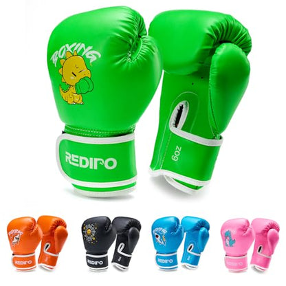 Kids Boxing Gloves, Youth Boxing Training Gloves for Kids 3-9 Year Boys and Girls, 4&6OZ Fighting Gloves, Punching Bag Kickboxing Thai Mitts MMA Training Sparring Gloves - color: Green, size: 4OZ