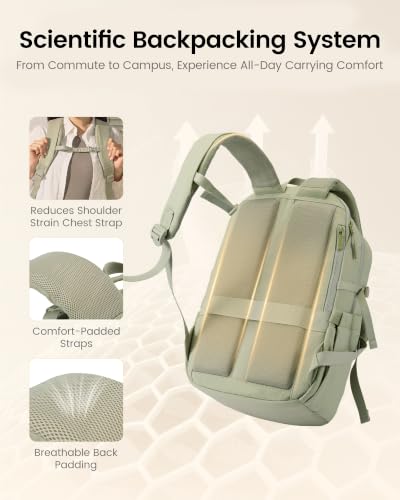 LOVEVOOK Laptop Backpack Women with Tumbler Holder, Work Travel Backpack - color: Green, size: 17 Inch