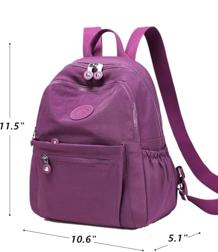 Backpack Purse for Women Ladies Nylon Bag Casual Daypack Travel Shopping Pack (A Style Purple) - color: A Style Purple